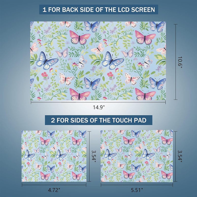 AORTDES Laptop Skin Sticker 12.1 13 13.3 14 15 15.6 Inches Netbook Sticker Decal Reusable Universal Notebook PC Art Personalized Protector by (AD-NEK-72 Butterflies) - Image 2